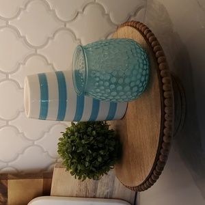 Teal vase and votive set